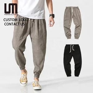 Liu Ming <span class=keywords><strong>Pas</strong></span> <span class=keywords><strong>cher</strong></span> Vente <span class=keywords><strong>en</strong></span> gros Été Hommes Décontracté Usage quotidien Couleur Unie Coton <span class=keywords><strong>Lin</strong></span> <span class=keywords><strong>Pantalon</strong></span> Taille Moyenne Poche Cordon <span class=keywords><strong>Pantalon</strong></span> - Product Image 1