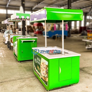 Chariot de livraison alimentaire mobile électrique à 4 roues en acier ZHENDA avec abri, garantie 12 mois, pour bar à glaces extérieur, kiosque, centre commercial - Product Image 3