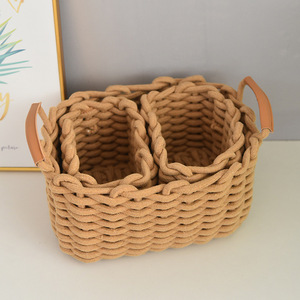 Factory Hot Sale <b>Storage</b> <b>Baskets</b> Woven Cotton Rope <b>Basket</b> Organizing Home Decoration - Product Image 3