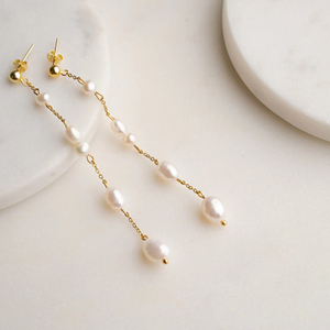 <span class=keywords><strong>LEA</strong></span> perla de agua dulce gota nupcial pendientes largos de perlas pendientes colgantes de perlas reales pendientes de boda regalo de damas de honor - Product Image 1