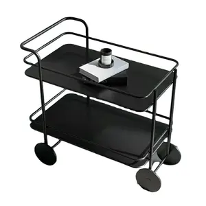 瑞美2层滚动推车沙发边桌带轮子金属实用可移动储物车