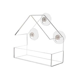 Mangeoire à graines pour oiseaux sauvages en acrylique en plastique transparent de haute qualité avec fenêtre transparente fournitures de jardin en gros dans la maison - Product Image 6