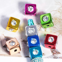 Nouvelles perles carrées colorées en forme de macaron, de couleur gelée, à trou droit, pour la fabrication de bracelets de téléphone, de porte-clés et d'accessoires de chaîne de sac