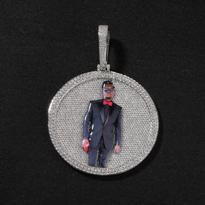 UWIN 2025 Colgante Redondo Grande DIY para Foto de 8cm Completamente Helado con Diamantes 5A, Collar Conmemorativo de Demostración para Hombre - Product Image 4