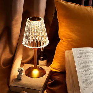 Touch Control Cordless Portable Rechargeable <b>Table</b> Lamp 3 Color Stepless Dimmable Battery Powered Crystal Night <b>Light</b> Desk Lamps - Product Image 2