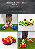 Chaussures de clown rouges à lacets Showtime en gros, avec empeigne à deux maillons, chaussures de clown à usage spécial pour homme, chaussures de clown personnalisées pour performance scénique