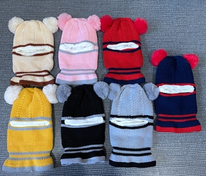 LTT32 Bonnet d'hiver chaud en tricot avec cache-oreilles en peluche pour bébé et enfant, bonnet à double <span class=keywords><strong>pompon</strong></span> pour nourrisson et tout-petit - Product Image 6
