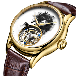 Montre Homme Aesop Tourbillon à Remontage Manuel, Mouvement Saphir, Style Affaires, Montre-Bracelet Mécanique Étanche pour Homme - Product Image 3