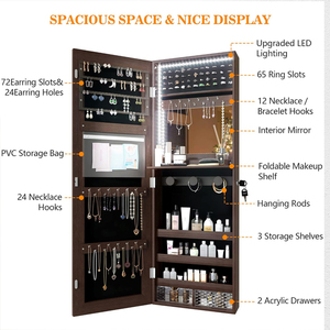 Miroir mural de pleine longueur, armoire <span class=keywords><strong>à</strong></span> bijoux avec lumières, rangement pour organiser les bijoux, meubles de maison, armoire <span class=keywords><strong>à</strong></span> miroir en bois MDF - Product Image 4