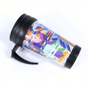 Customized <b>Drinkware</b> <b>Plastic</b> Paper Insert Travel Mug Cup Sport Water Bottle Double Layer Water Bottles - Product Image 4