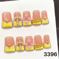 426-430 Faux ongles en acrylique réutilisables faits main, motif canard, 10 pièces, avec colle, design carré