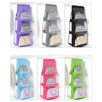 Sac à main Housse anti-poussière Rangement Organisateur Garde-robe 6 Accès facile Poches profondes transparentes en PVC Pliable Tissu Vêtements Outils