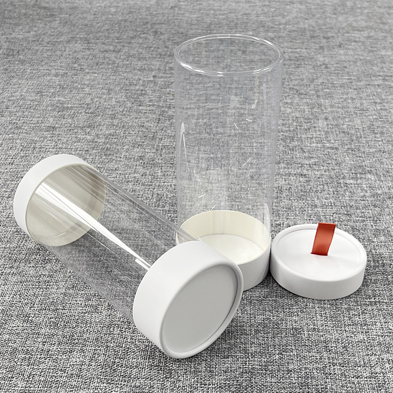 Factory Manufacturer Wholesale Cylinder Cosmetic Food Kraft / Art Paper Tubes Packaging Cardboard Tube with PVC Tube Box