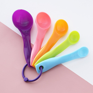 Colorful Measuring Spoon Set 5 Pc Plastic Graduated Kitchen Baking Tools Food Grade - Product Image 1