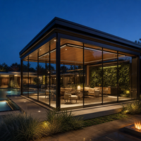 Véranda en aluminium et verre HUACAI avec toit polygone, verre feuilleté trempé de sécurité, maison de jardin moderne pour villa