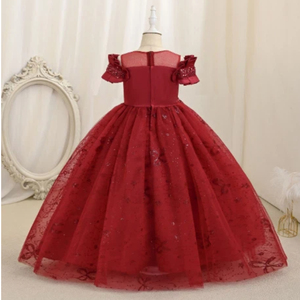 Robe de soirée bouffante à sequins bordeaux MS, Robe de princesse pour enfant d'honneur, Robe de spectacle d'anniversaire pour petites filles - Product Image 2