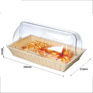 Cesta <span class=keywords><strong>de</strong></span> pan <span class=keywords><strong>de</strong></span> ratán tejida <span class=keywords><strong>de</strong></span> plástico con cubierta <span class=keywords><strong>de</strong></span> cúpula transparente Uso <span class=keywords><strong>de</strong></span> panadería - Product Image 1