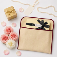 Pochette de rangement pour peigne en toile de coton rose de luxe avec rabat, miroir et logo personnalisé OEM imprimé, idéale pour bijoux et cadeaux