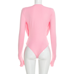 Viviblook Q26BS181 Combinaison décontractée plissée à manches longues de couleur unie pour femme, nouvelle collection automne - Product Image 2