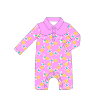 Polo kraag lange mouw bamboe baby romper knoopsluiting baby pyjama gekraagde newborn kleding CPC CPSIA gecertificeerd