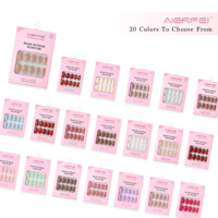 AIERFEI 30 pièces de faux ongles ovales en gel souple de couleur unie avec cartes de présentation et emballage de magasin pour la vente au détail