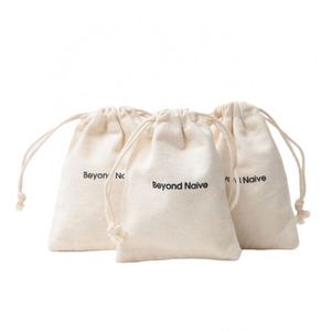 Custom Organic Cotton Recycled Size Small Reusable White <b>Muslin</b> <b>Cloth</b> Dust Pouch Drawstring Bag Logo Double String for Jewelry - Product Image 2