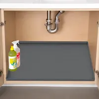 Kitchen Bathroom Under Sink Mat Waterproof Silicone Drip Tray Pad w/ Drain  Hole