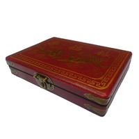 Tuiles de Mahjong en Mélamine de Haute Qualité, Petites, avec Boîte en Cuir Antique pour Divertissement en Dortoir, Tuiles de Mahjong Anglaises