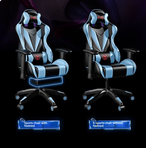 Logotipo personalizado High-Back Faux Leather Swivel Chair Apoio para os pés Confortável Escritório Gamer Computador Assento Reclinado Altura Ajustável - Product Image 4