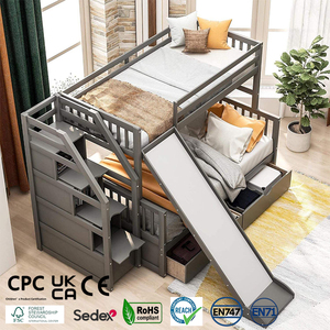 Оптовая продажа, двухместная детская двухъярусная кровать с выдвижной лестницей - Product Image 1