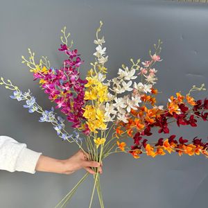 ดอกกล้วยไม้ประดิษฐ์จินซี แบบสามก้าน ดอกไม้ผ้าไหม สีขาว ชมพู แดง เหลือง ส้ม น้ำเงิน ม่วง แดงกุหลาบ ชุดตกแต่งงานแต่งงาน DIY - Product Image 3