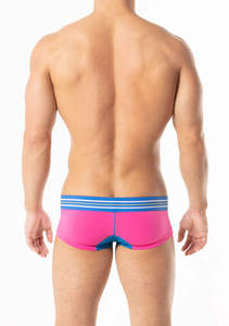 CELINNE Short Leg <b>Men</b> Boxer Briefs Blue Geometric Print Mid-Rise Breathable Knitted Large <b>Pouch</b> <b>Mens</b> Underwear - Product Image 3