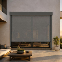 Store banne motorisé extérieur coupe-vent pour villa, écran zippé pare-soleil pour jardin, terrasse et bord de piscine