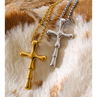 Collier en acier inoxydable JINYOU 3882, nouveau modèle, collier avec pendentif croix, bijoux pour femmes