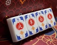 Tuiles de Mahjong élégantes et luxueuses en acrylique bicolore, style artistique chinois traditionnel, jeu premium pour 4 joueurs, coffret cadeau USA