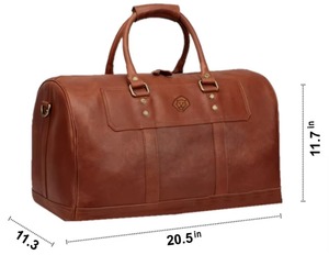 Leo Torresi New Vintage Buff hide Genuine Leather Brown Duffle Bag Travel Bag for Men & Women - Product Image 5