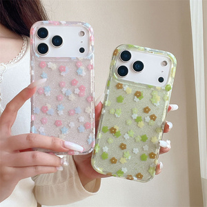 เคสโทรศัพท์ลายดอกไม้ไล่เฉดสีฤดูร้อนสำหรับ iPhone 17 16 15 14 Pro Max แบบวิบวับ IMD ประดับกลิตเตอร์เคลือบทอง  ฝาหลังเลเซอร์หลากสี สำหรับสาวๆ - Product Image 2