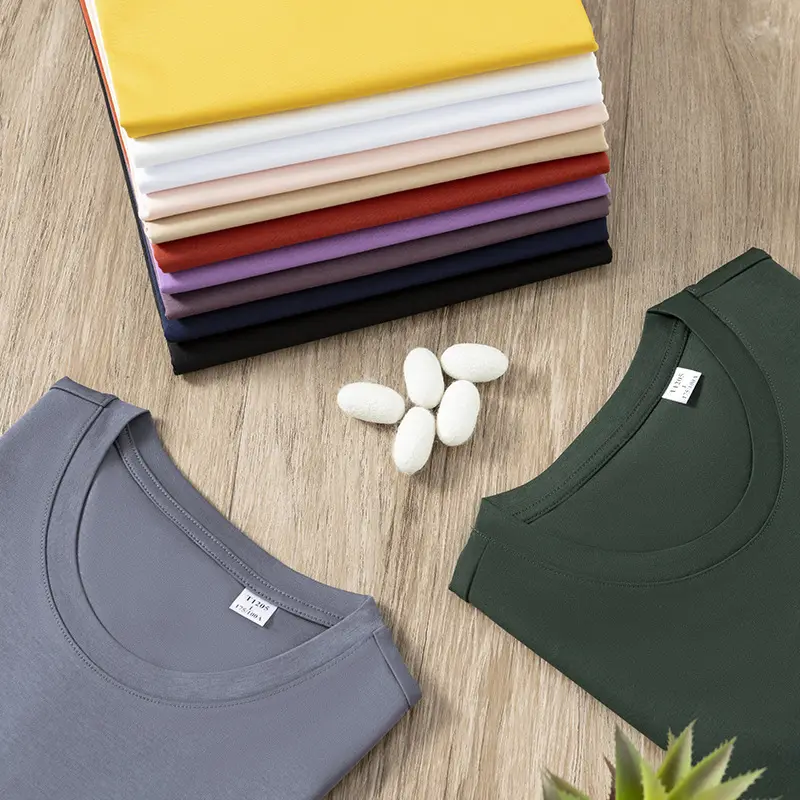 Wholesale Soft Quality 160S 190g Pima Cotton Slim Fit T-shirt Custom Logo Men T-shirt Mercerized Cotton T-shirt