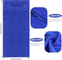Serviette de sport en microfibre polyester/nylon personnalisée en usine avec poche zippée, forme rectangulaire, pour l'entraînement en salle de sport, fabriquée en Chine
