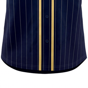 Camiseta de Béisbol a Rayas Azul Marino para Hombre, Manga Corta, Absorbe la Humedad, Cierre de Botones, Ropa Deportiva, Corte Regular, Todas las Temporadas - Product Image 4
