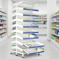 Einseitige Gleitschiene Fünfstufiger Tragbarer Verstellbarer Eisen-Apothekenschrank Medikamentenaufbewahrung Präsentationsschrank für Krankenhäuser und Kliniken