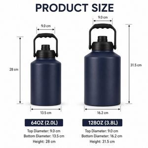 Custom Logo 64oz 128oz Stainless Steel Vacuum Insulated <b>Water</b> Jug <b>Large</b> Capacity <b>Bottle</b> with Handle for Outdoor Camping - Product Image 3