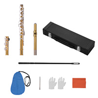 Professional C Key Flutes Closed 16 Hole Cupronickel Gold-plated Tube Silver-plated Keys Woodwind Instrument Flute for Beginner