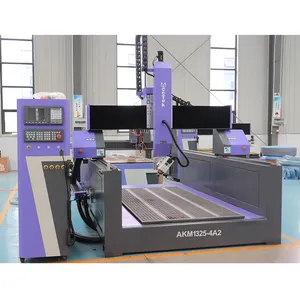 China 1325 4*8FT 4 Axis CNC Router Woodworking Engraving Machine with 180 Degree Rotating Spindle