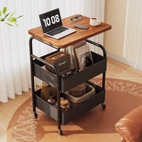 Nouvelle table basse roulante amovible en métal avec rangement, à trois niveaux, pour chambre, salon ou côté canapé