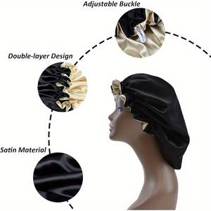 <span class=keywords><strong>Bonnet</strong></span> réversible en satin <span class=keywords><strong>Bonnet</strong></span> en soie avec logo personnalisé pour dormir <span class=keywords><strong>Bonnet</strong></span> de cheveux doublé en satin à double couche pour femmes cheveux bouclés naturels - Product Image 3