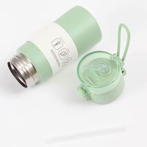Silicone Handle Portable 150Ml 250Ml With Straw Strap Double Wall Stainless Steel <b>Flask</b> Thermal Insulated Drinking <b>Bottles</b> - Product Image 4
