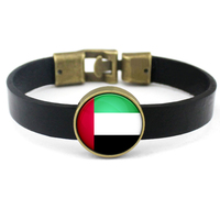 Bracelet en cuir d'usine avec drapeau national de 232 pays, bracelet unisexe en cuir véritable pour femmes