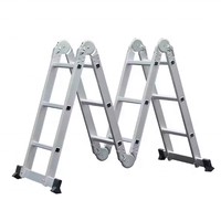 Échelle pliable multi-positions 4x3 avec charnières renforcées, antidérapante, stabilisateurs en aluminium antirouille pour escalier, utilisation en supermarché, conforme à la norme EN 131