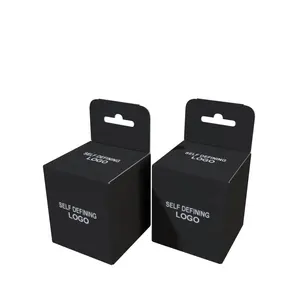 가정용 제품에 대한 교수형 구멍이있는 도매 맞춤형 인쇄 접는 상자 매트 블랙 내구성 종이 상자 선물